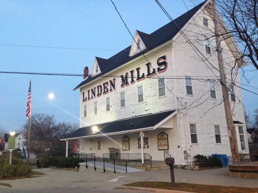 Historic Linden Mills building in downtown Linden Michigan